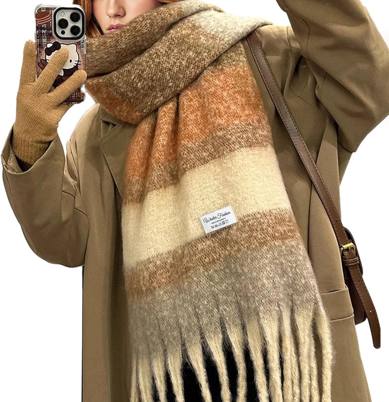 Premillow Women's Mohair Winter Scarf Pure Color, Warm Winter Scarf for Women and Men, Soft Luxurious Cashmere Feel Scarfs - Image 1